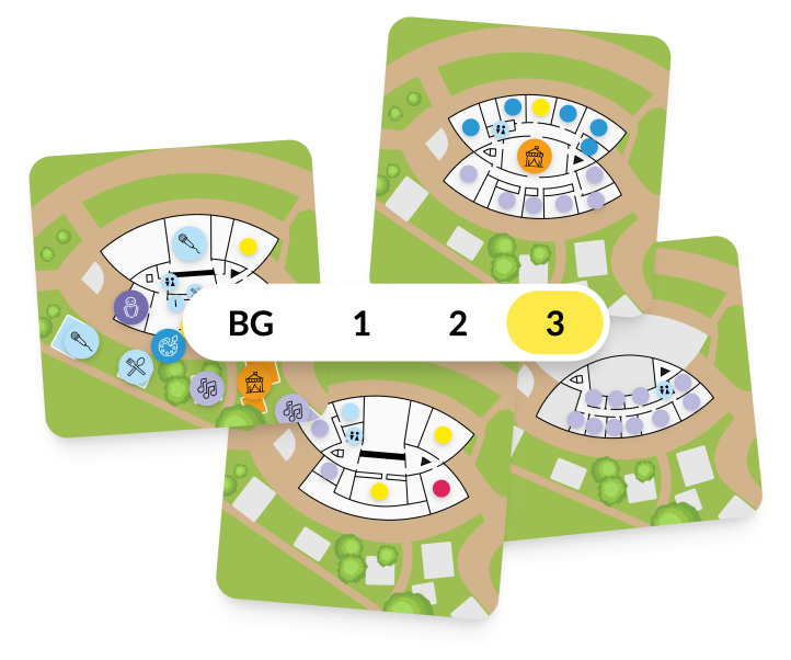 The app contained a map view where visitors can explore the various locations across the four floors of the building. Some locations are highlighted with an icon to signify they're central locations for that discipline